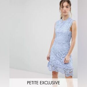 Boohoo Baby Blue Floral Lace Dress